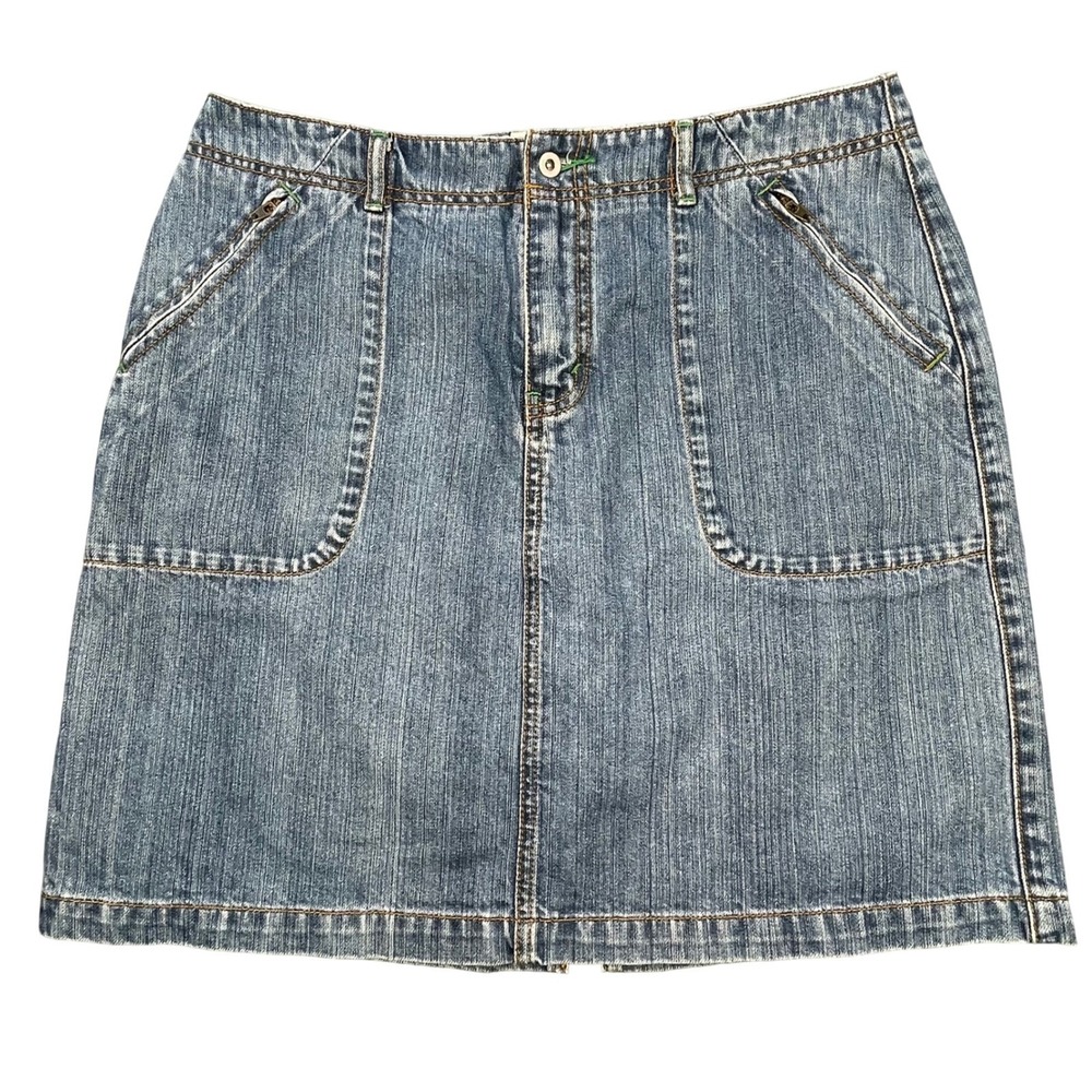 Eddie Bauer Blue Denim Utility Mini Skirt Women Size 10